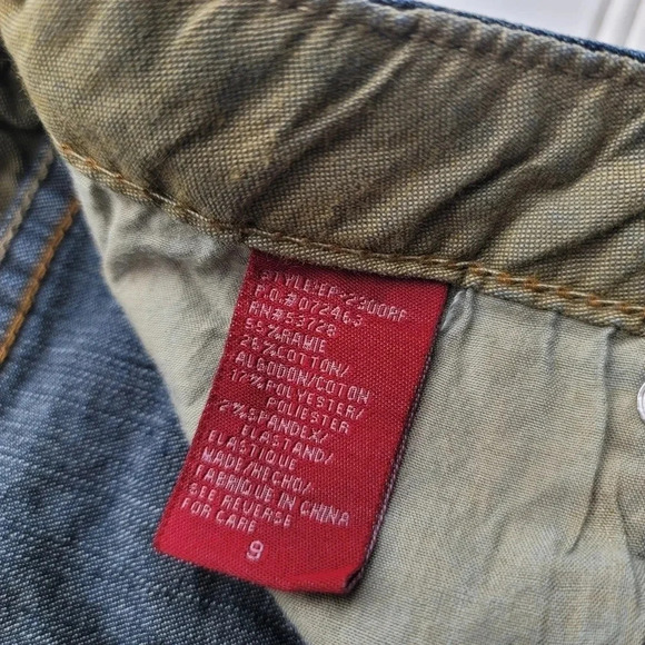 AUTHENTIC 579 JEANSWEAR BOOTCUT Dark Blue Embroidered Pocket Flare Juniors Sz 9 - Picture 10 of 10